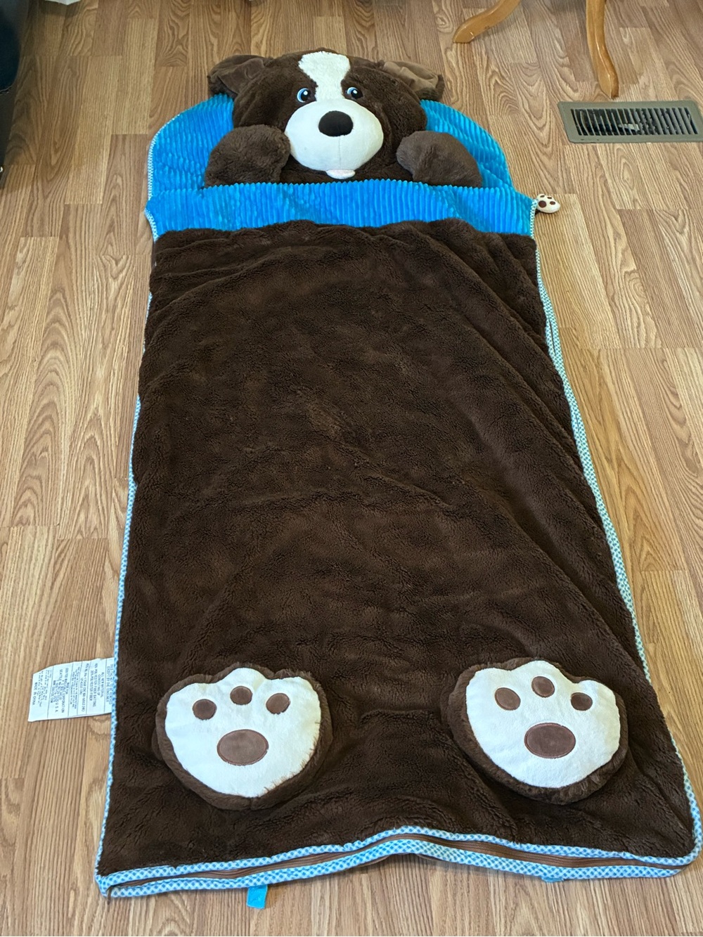 Hug Fun Kids Sleeping Slumber Bag Brown Plush Dog Pillow Head